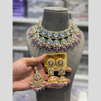 Hira Collections Gold Plated Kundan And Pearls Beads Necklace Set