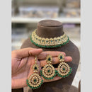 Hira Collections Gold Plated Crystal Stone And Pearls Choker Necklace Set