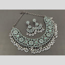 Hira Collections Oxidised Plated Pota And Pearl Necklace Set