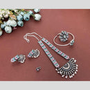Hira Collections Oxidised Plated Pota And Pearl Combo Set 
