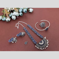Hira Collections Oxidised Plated Pota And Pearl Combo Set
