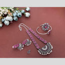 Hira Collections Oxidised Plated Pota And Pearl Combo Set