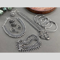 Hira Collections Oxidised Plated Pota And Pearl Combo Set 