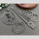 Hira Collections Oxidised Plated Pota And Pearl Combo Set 
