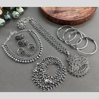 Hira Collections Oxidised Plated Pota And Pearl Combo Set 