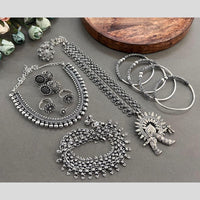 Hira Collections Oxidised Plated Pota And Pearl Combo Set 