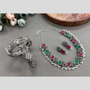 Hira Collections Oxidised Plated Pota And Pearl Combo Set