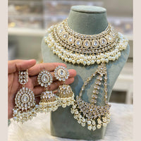 Hira Collections Gold Plated Kundan And Pearls Beads Necklace Set