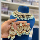 Hira Collections Gold Plated Kundan And Pearls Beads Necklace Set
