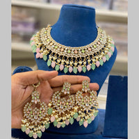Hira Collections Gold Plated Kundan And Pearls Beads Necklace Set