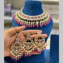 Hira Collections Gold Plated Kundan And Pearls Beads Necklace Set