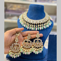 Hira Collections Gold Plated Kundan And Pearls Beads Necklace Set