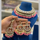 Hira Collections Gold Plated Kundan And Pearls Beads Necklace Set