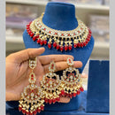 Hira Collections Gold Plated Kundan And Pearls Beads Necklace Set