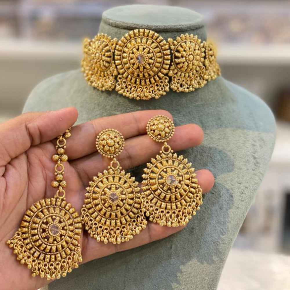 Hira Collections Gold Plated Choker Necklace Set