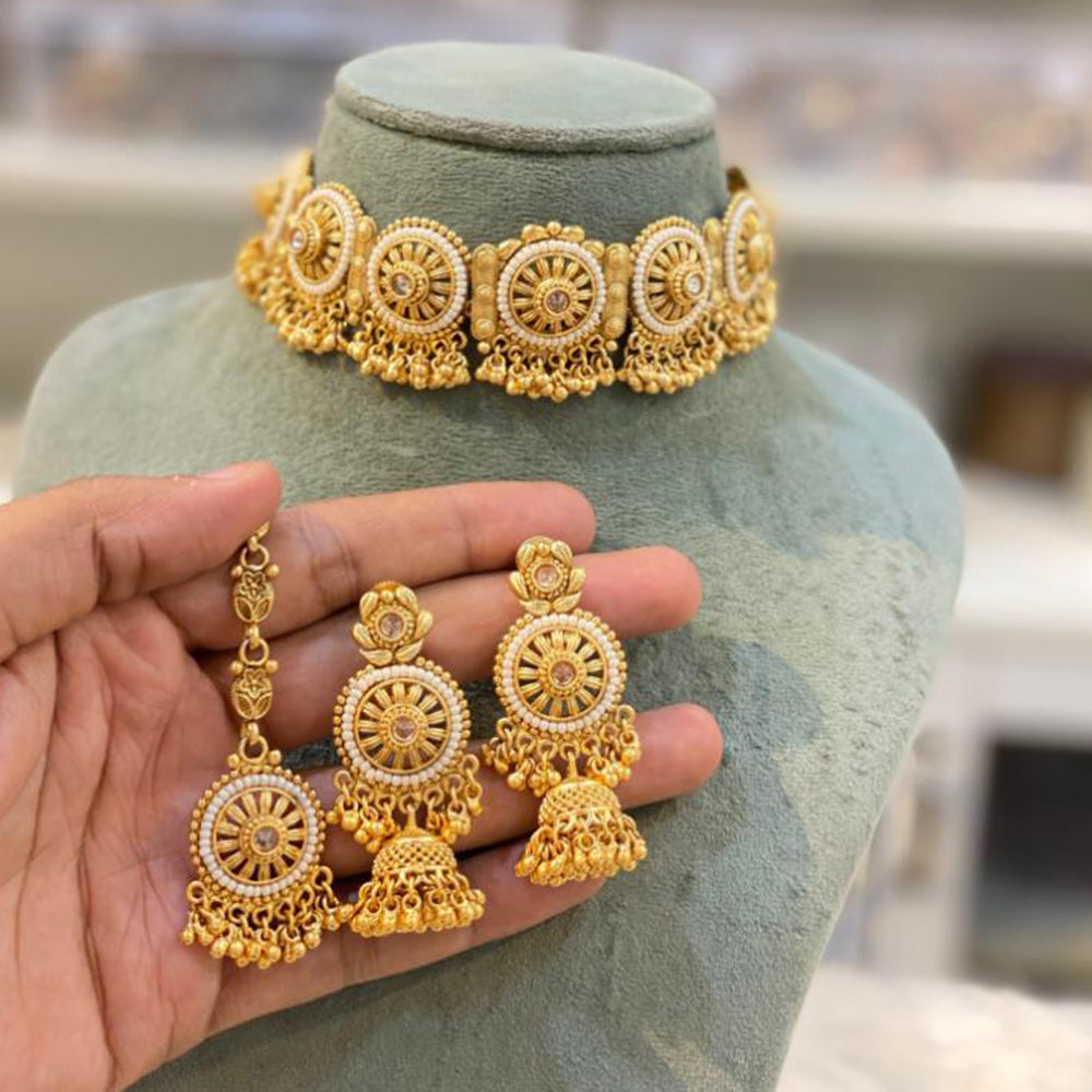 Hira Collections Gold Plated Choker Necklace Set