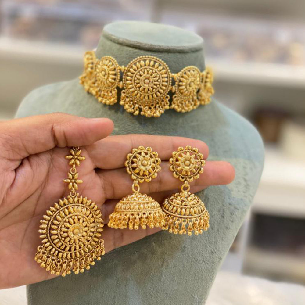 Hira Collections Gold Plated Choker Necklace Set