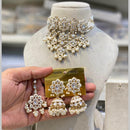 Hira Collections Gold Plated Kundan And Beads Meenakari Choker Necklace Set