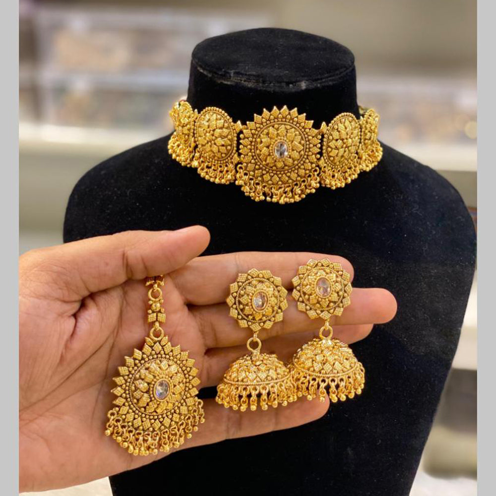 Hira Collections Gold Plated Choker Necklace Set