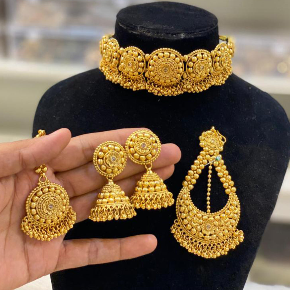 Hira Collections Gold Plated Choker Necklace Set