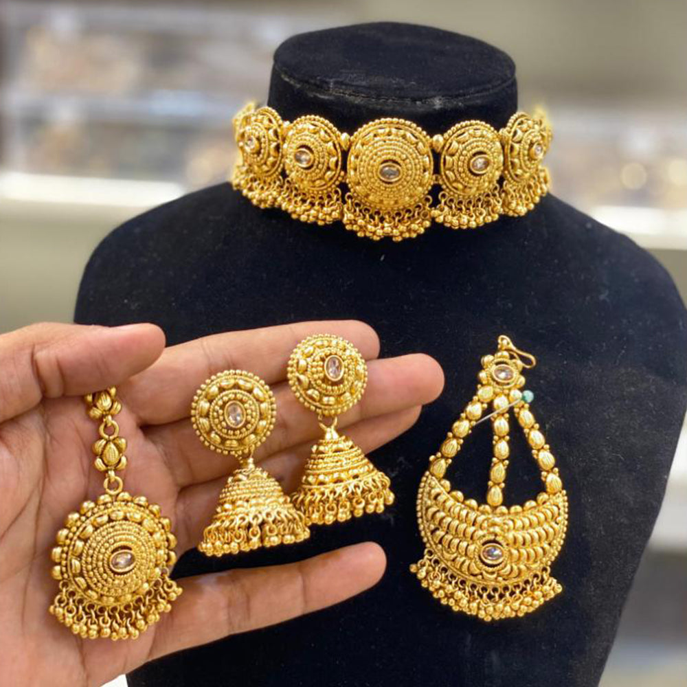 Hira Collections Gold Plated Choker Necklace Set