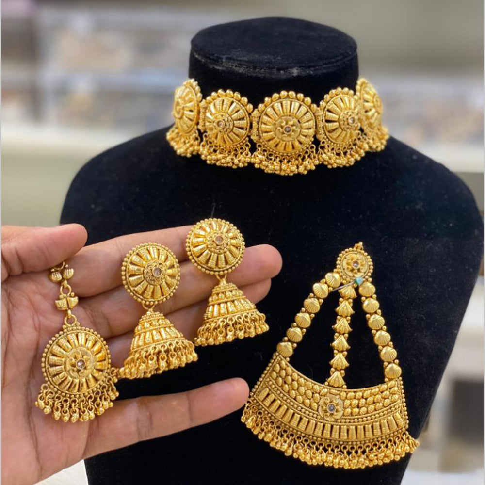 Hira Collections Gold Plated Choker Necklace Set