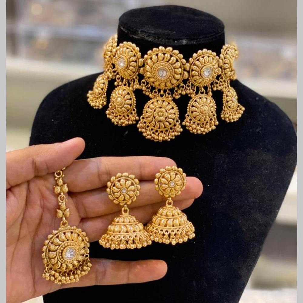 Hira Collections Gold Plated Choker Necklace Set