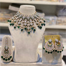 Hira Collections Gold Plated Kundan And Beads Meenakari Choker Necklace Set