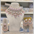 Hira Collections Gold Plated Kundan And Beads Meenakari Choker Necklace Set