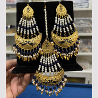 Hira Collections Gold Plated Meenakari And Beads Dangler Earrings With Maang tikka