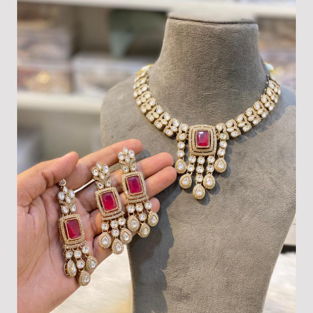 Hira Collections Gold Plated Kundan Choker Necklace Set