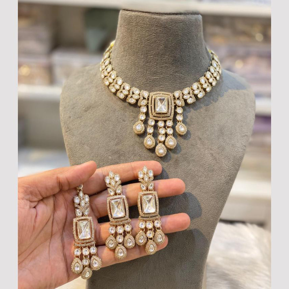 Hira Collections Gold Plated Kundan Choker Necklace Set