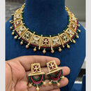 Hira Collections Gold Plated Pota Stone And Beads Necklace Set