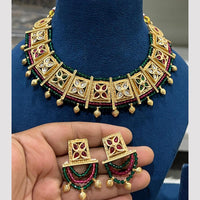 Hira Collections Gold Plated Pota Stone And Beads Necklace Set