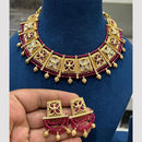 Hira Collections Gold Plated Pota Stone And Beads Necklace Set