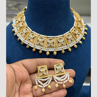 Hira Collections Gold Plated Pota Stone And Beads Necklace Set