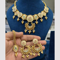 Hira Collections Gold Plated Crystal And Meenakari Necklace Set
