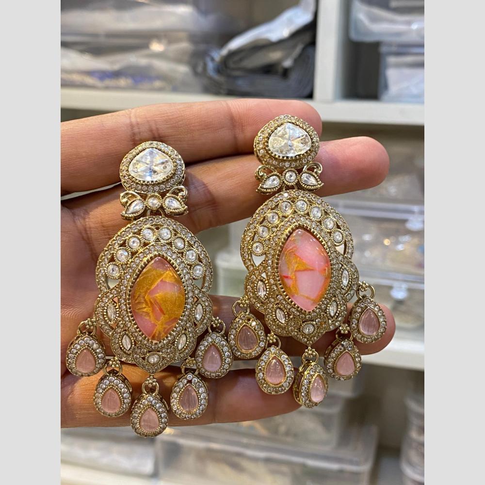 Hira Collections Gleam & Grace Austria And Resin Stone Fusion Danglers Earrings