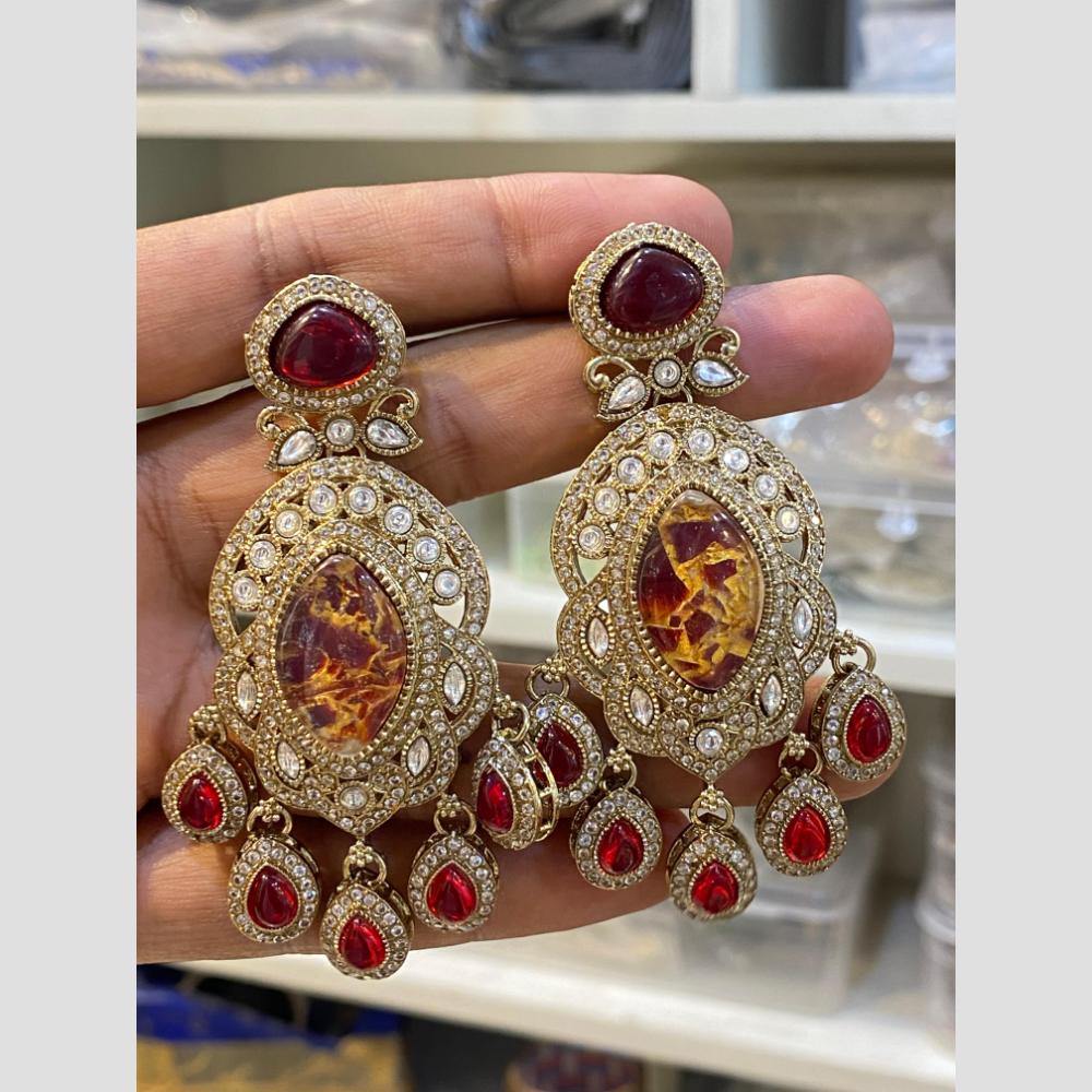 Hira Collections Gleam & Grace Austria And Resin Stone Fusion Danglers Earrings