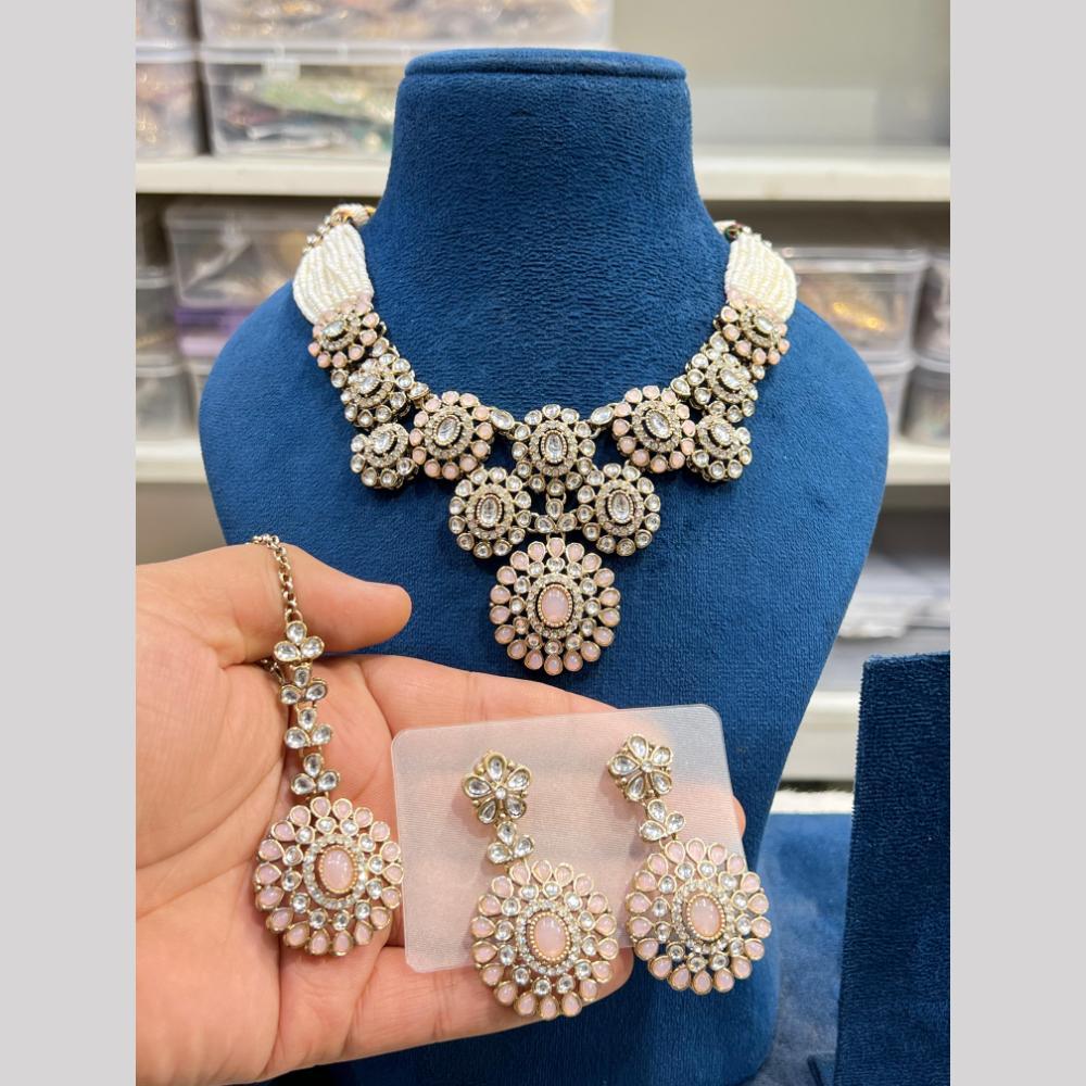 Hira Collections Gold Plated Kundan And Pearls Necklace Set