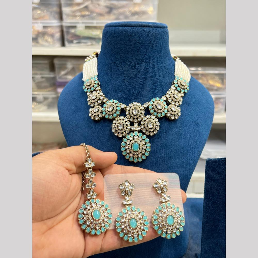 Hira Collections Gold Plated Kundan And Pearls Necklace Set