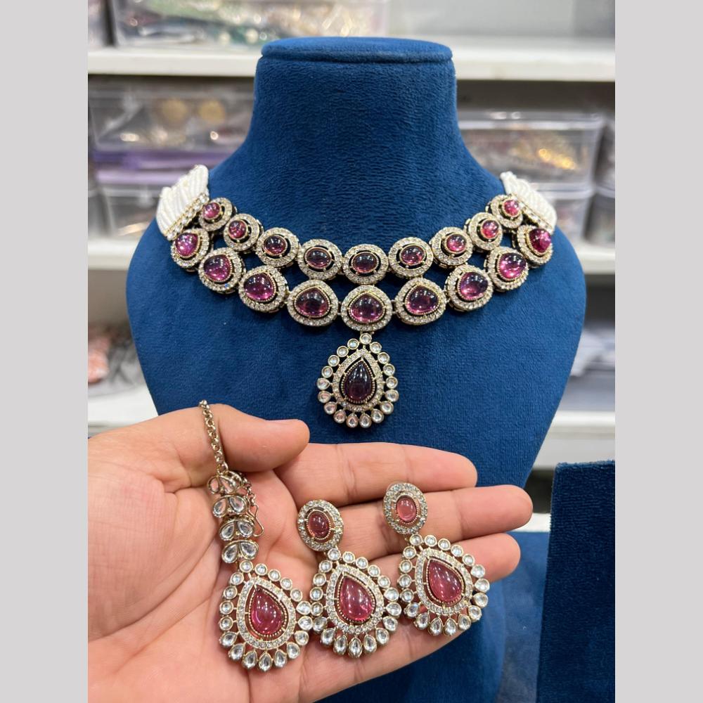 Hira Collections Gold Plated Kundan And Pearls Necklace Set