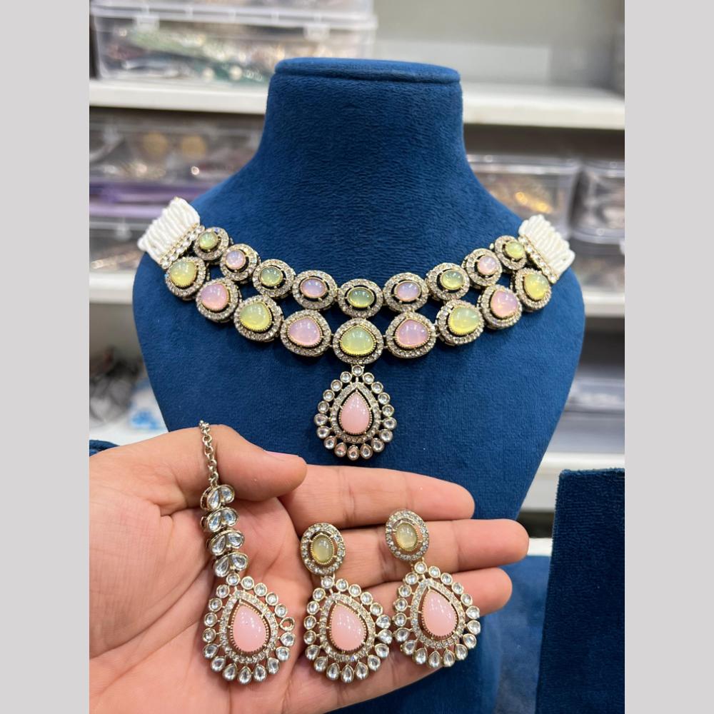 Hira Collections Gold Plated Kundan And Pearls Necklace Set