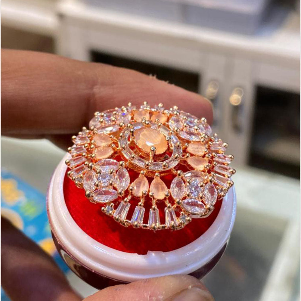 Hira Collections Gold Plated American Diamond Ring