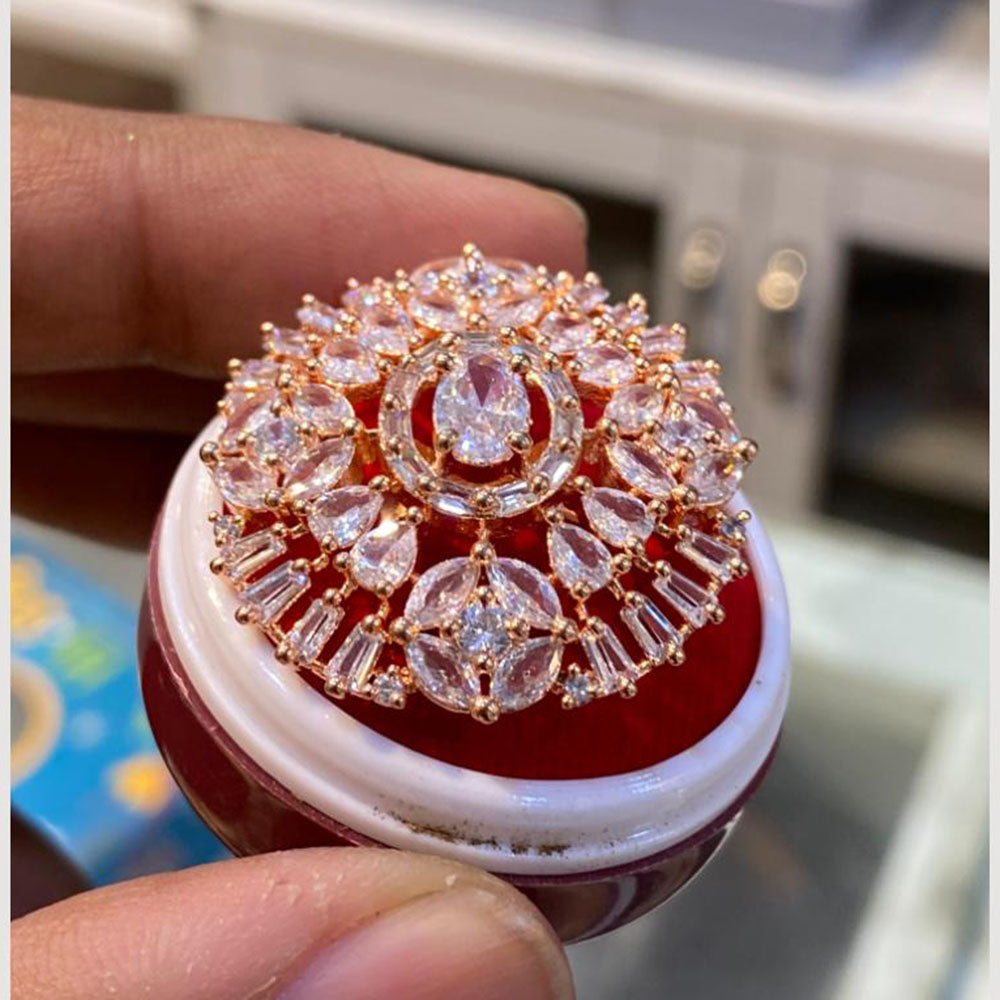 Hira Collections Gold Plated American Diamond Ring