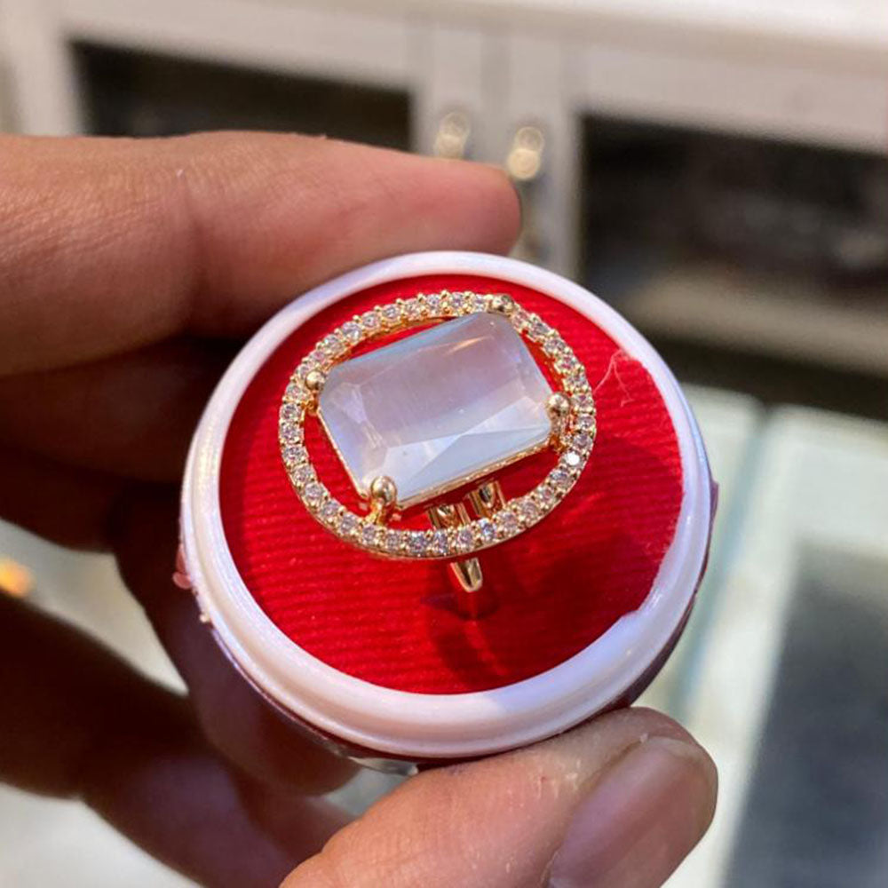 Hira Collections Gold Plated American Diamond Ring