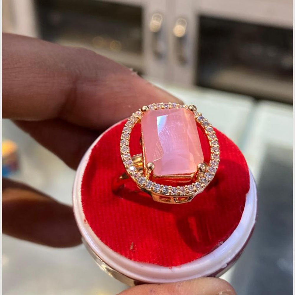Hira Collections Gold Plated American Diamond Ring