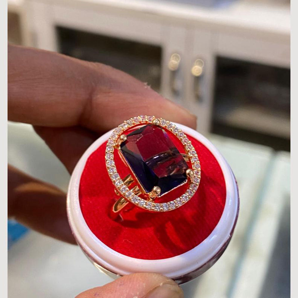Hira Collections Gold Plated American Diamond Ring