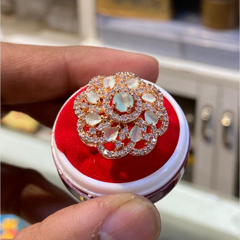 Hira Collections Gold Plated American Diamond Ring
