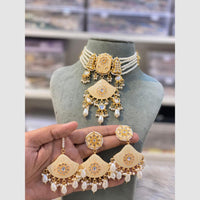 Hira Collections Kundan And Beads Meenakari Choker Necklace Set